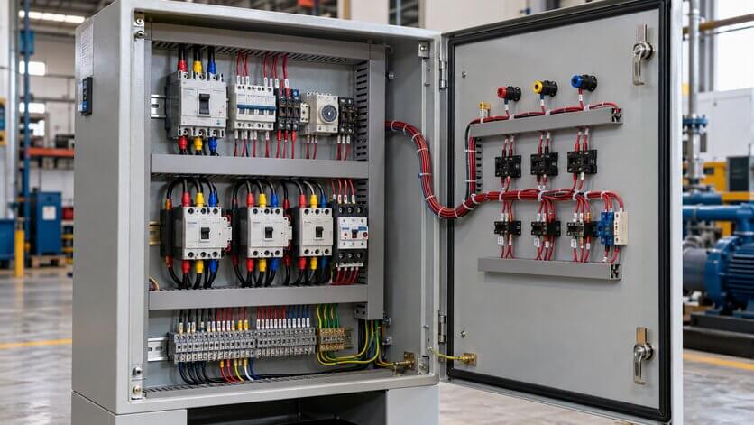 Gabinete eléctrico industrial abierto