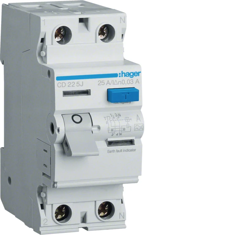 Interruptor diferencial 2X25 AMP 30mA 230VAC 60HZ - Hager CD225S